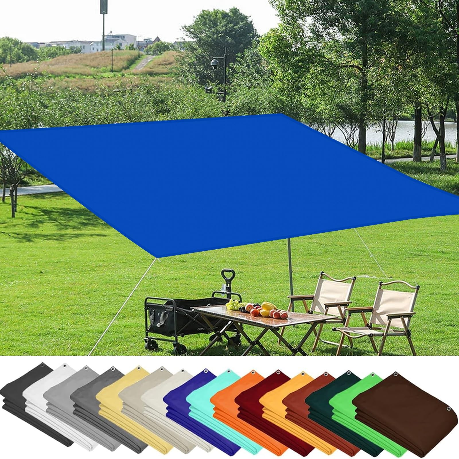 Voile d'ombrage premium imperméable bleu foncé grand format 240 x 350 cm