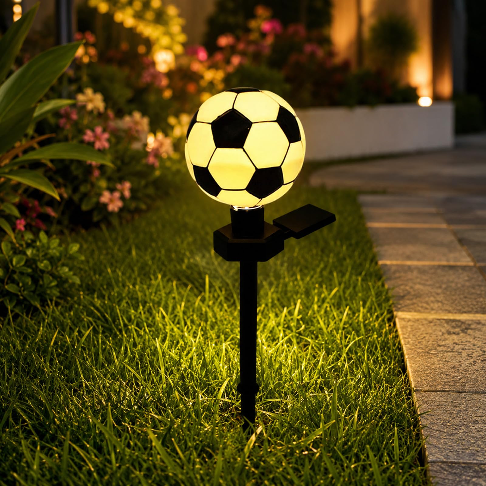 Dawhare 1Pc Fun Sporty Solar Light For Garden Decoration, Outdoor Waterproof Soccer Garden Stake Light, Solar Powered Landscape Decoration Lamp For Patio Lawn Pathway Yard Walkway (1Pc)