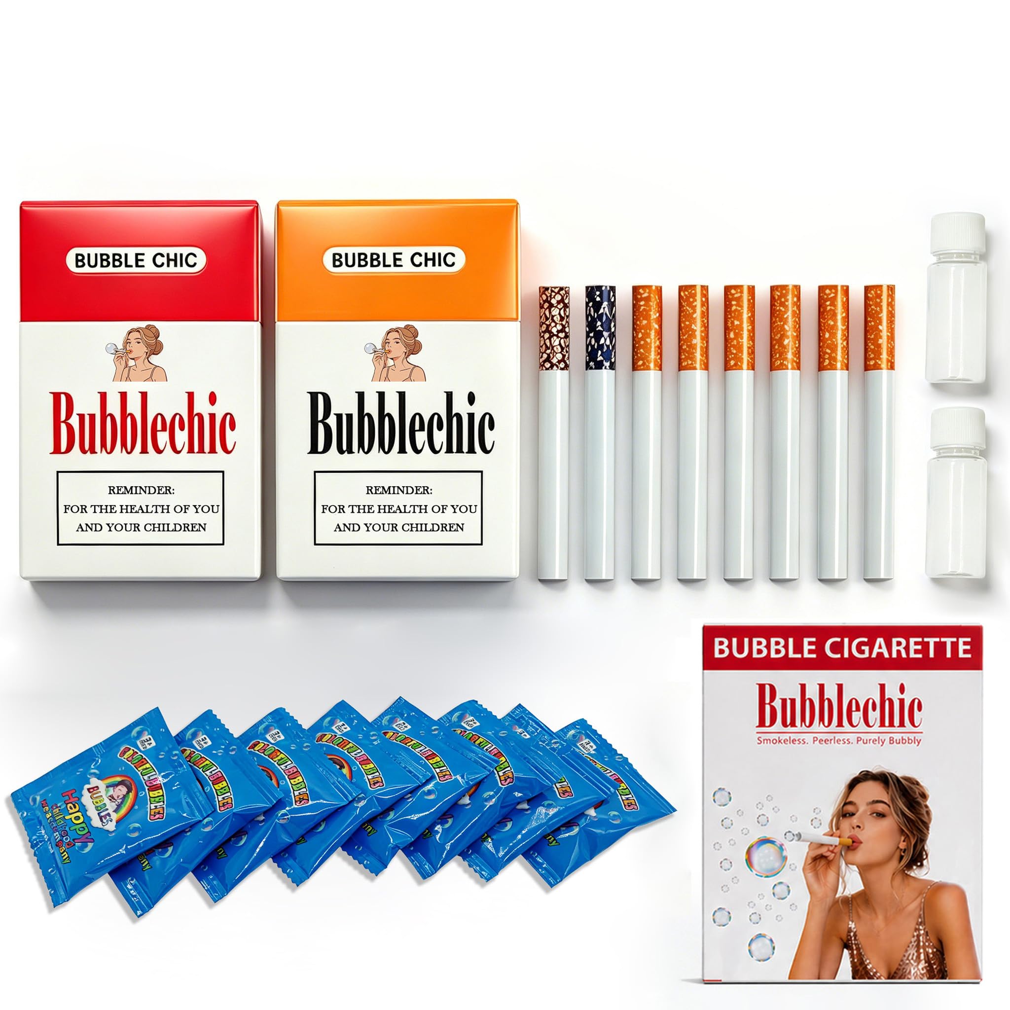 Bubble Cigarette 2 Pack – Realistic Fake Cigarette Bubble Blower with Solution, Mini Cigarette Bubble Maker for Stress Relief, Fun Party Gift for Adults-image-2
