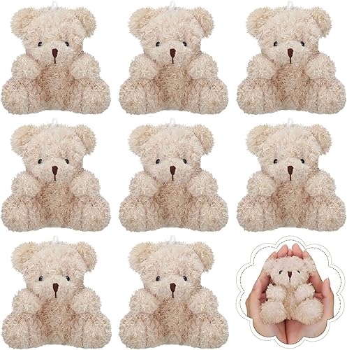 Threan 8 piezas de mini osos de peluche de 4 pulgadas, juguetes de peluche pequeños a granel, muñecos de oso suave, regalos para llavero,