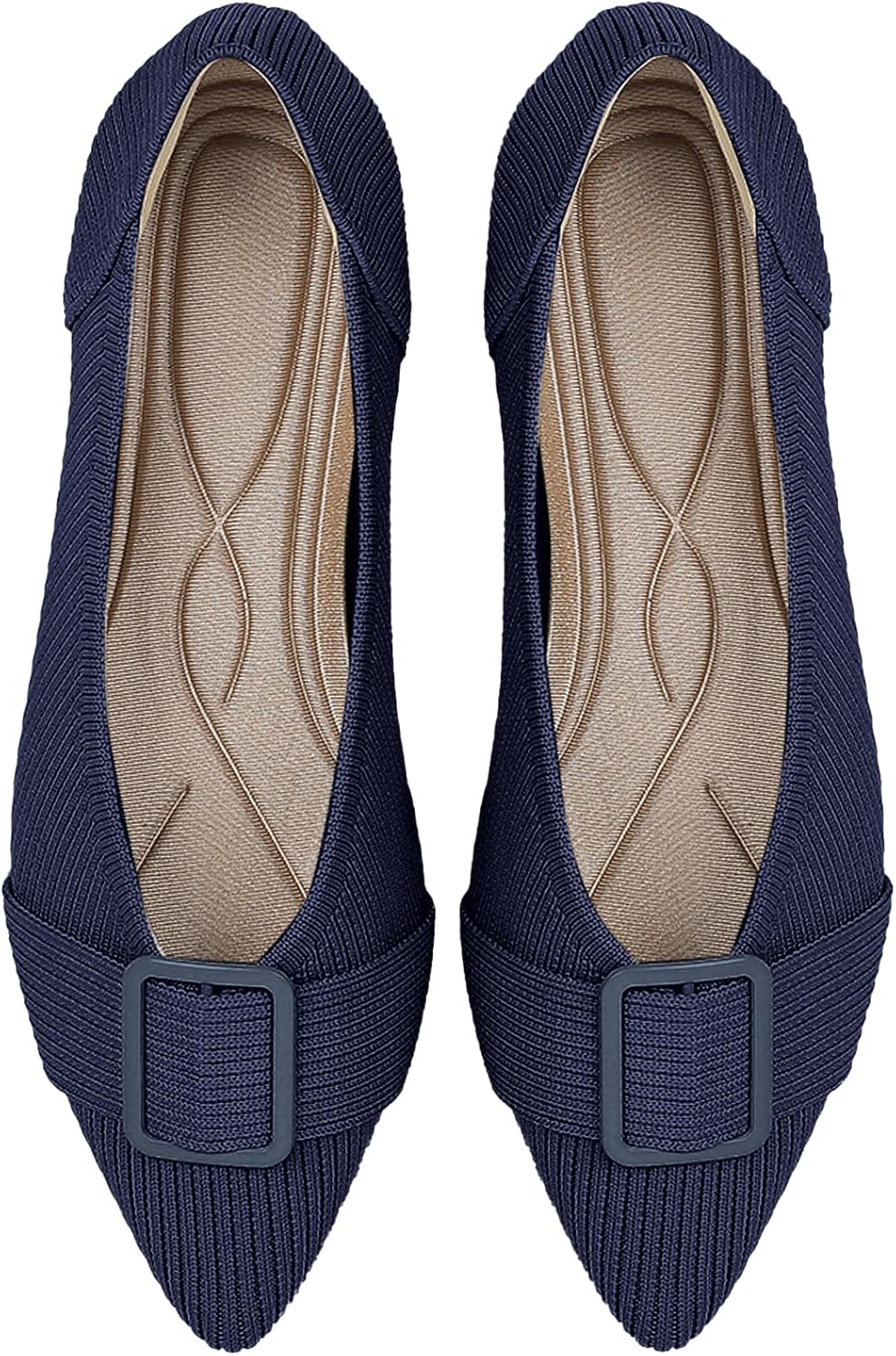 Women’s Flats Pointed Toe Knit Ballet Comfortable Casual Dressy Office Shoes Work Flat