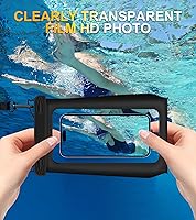 Vista 5 de Waterproof Pouch Underwater Dry Bag Float Case for iPhone 15 14 13 12 11 Pro Max XS XR X Samsung Galaxy S24 S23 S22 S21 Plus Ultra Black