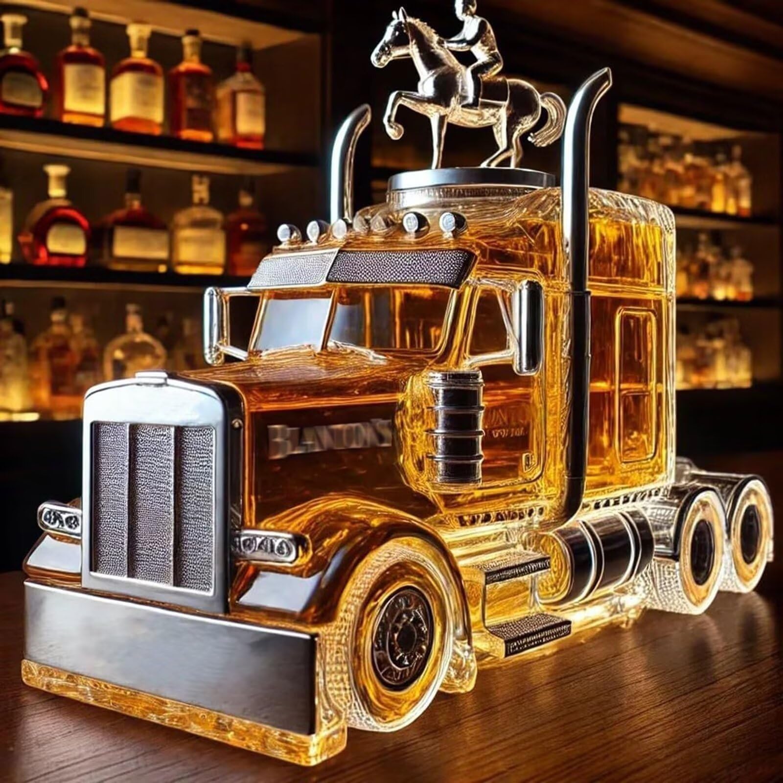 Karafka do dekantatora wina - butelka whisky, kreatywna i innowacyjna butelka whisky, szklana karafka do whisky w kształcie naczepy 3D