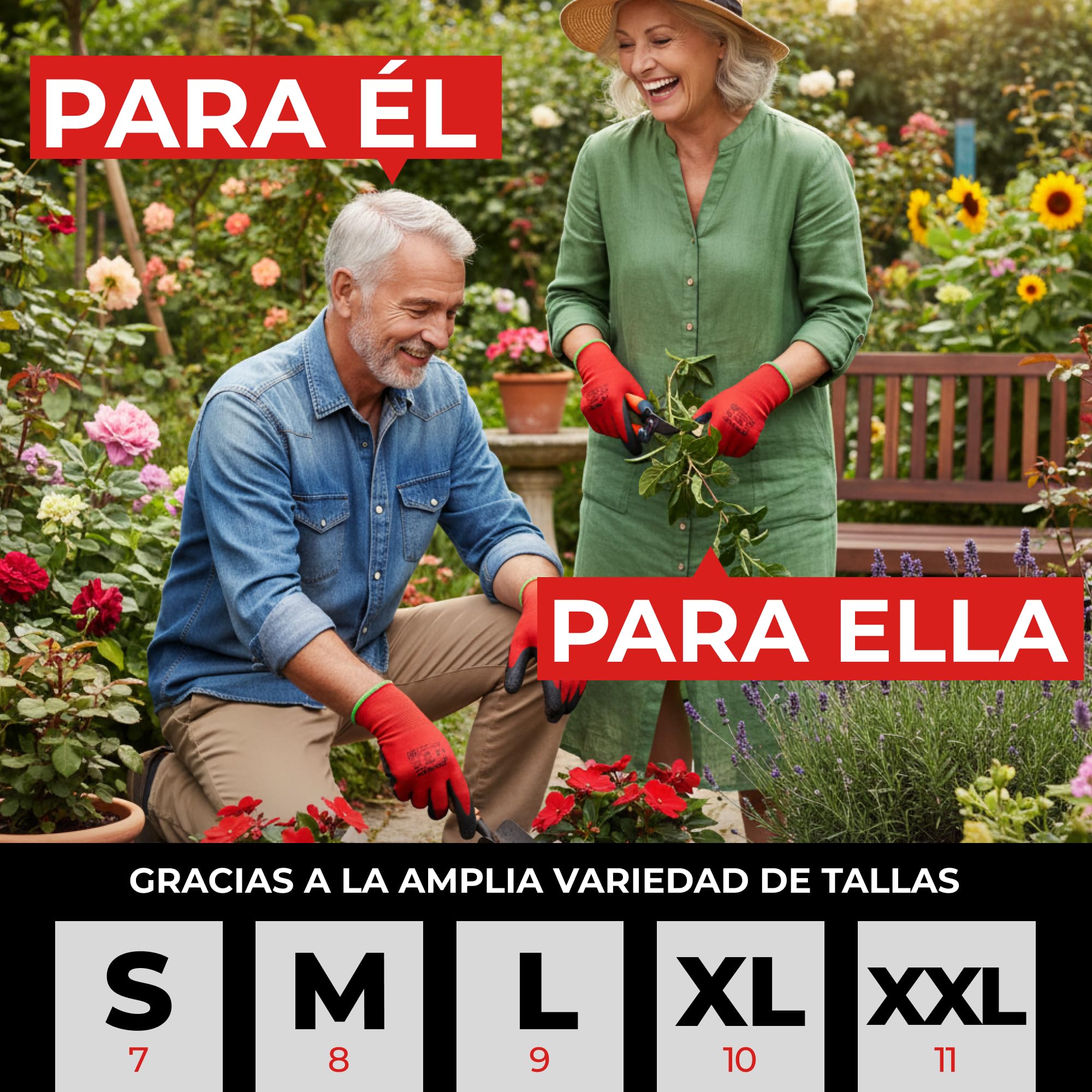 12 Pares Guantes de Trabajo Hombre Resistentes a la Abrasión - Guantes de Jardinería y Montaje con Revestimiento de Látex - Guantes de Protección para Taller Mecánico - Talla 9-L