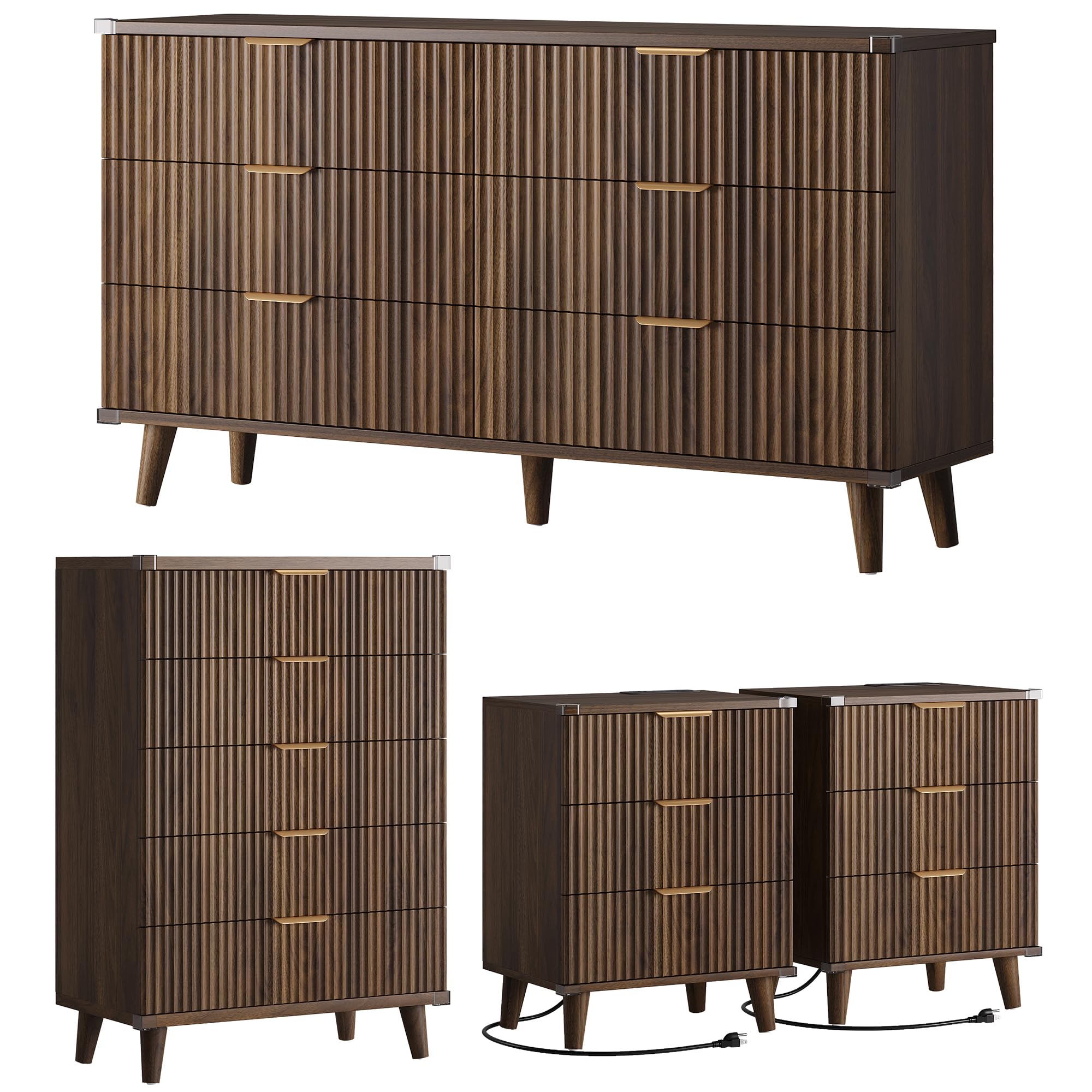Lulive Walnut Bedroom Set