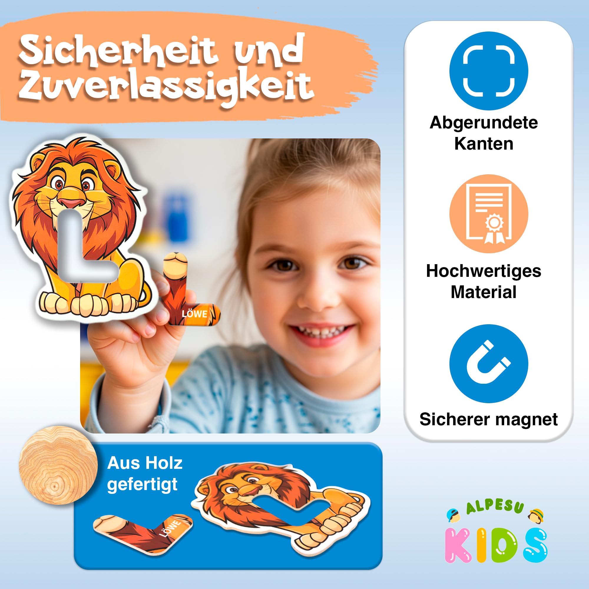 Magnetbuchstaben Puzzle für Kinder ab 3 Jahren – Alphabet Puzzle A-Z zum Buchstaben Lernen & Zuordnen – Montessori Lernspielzeug für Kindergarten & Vorschule – Geschenk für Mädchen & Jungen