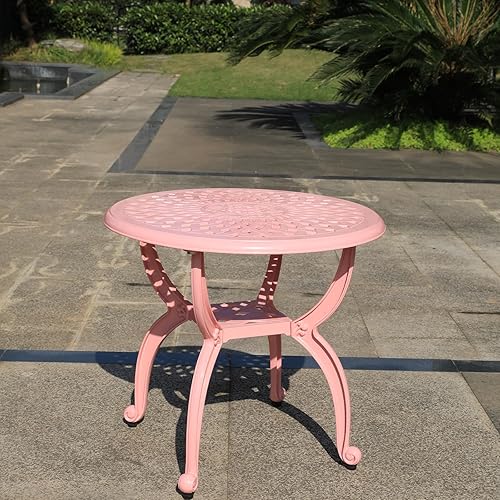 Miniatura 7 de Mesa auxiliar de aluminio fundido para exteriores, mesa de patio pequeña, mesas de centro al aire libre para patio, jardín, balcón, para todo tipo