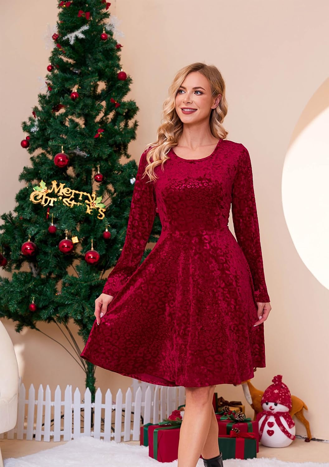 Kormei Long Sleeve Fall Dress for Women 2025 Round Neck Casual Sweater Dresses Trendy Outifts - Image 2