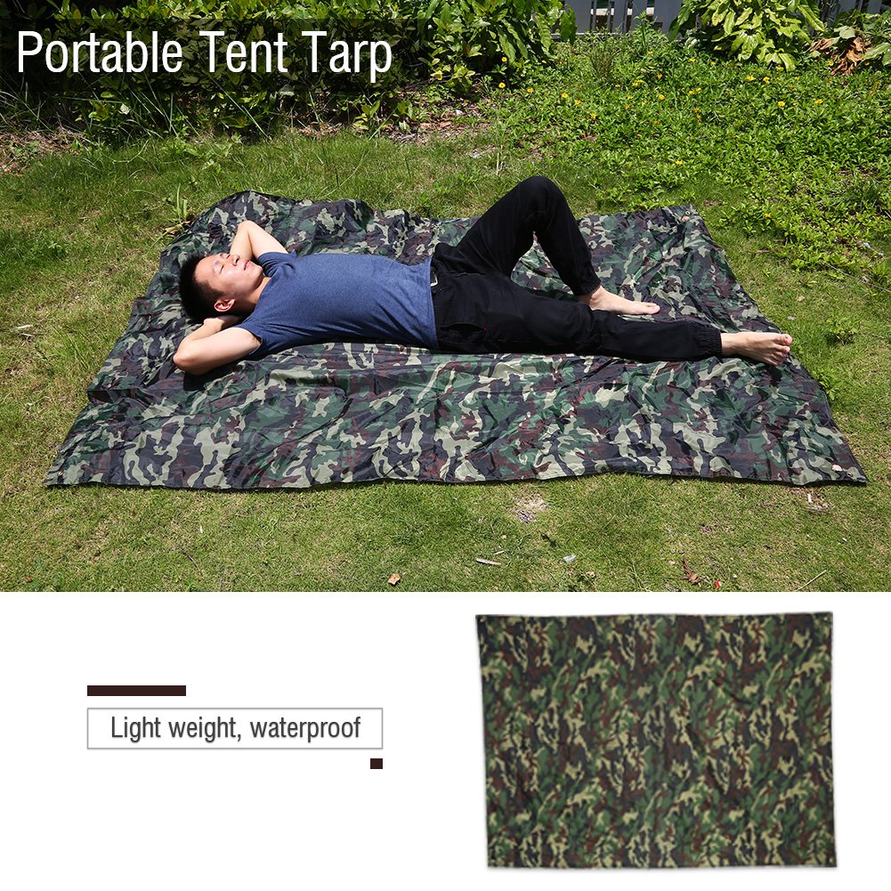 Tarp da Campeggio Camouflage Tappetino da Picnic Portatile Impronta di Tenda Multifunzionale con Borsa per Escursionismo Picnic All'aperto(2 * 2M)