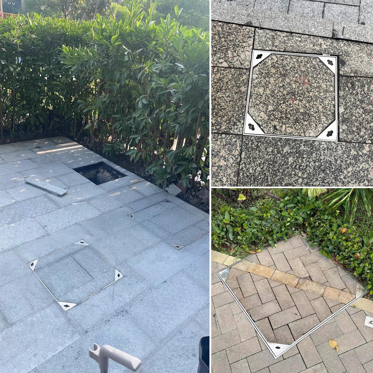 Coperchio Quadrato per pozzetto in Acciaio Inox, Impermeabile, con Base per ispezione di scarichi pluviali e Fosse settiche per Serbatoi interrati.