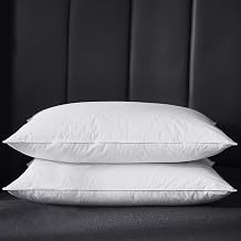 Alanzimo Luxury Hotel Collection Goose Feathers Pillows for Sleeping Bed Pillows,100% Natural Cotton Cover Feather Proof,Bed Pillow King Size Set of 2 for Side Stomach Sleepers 20x36