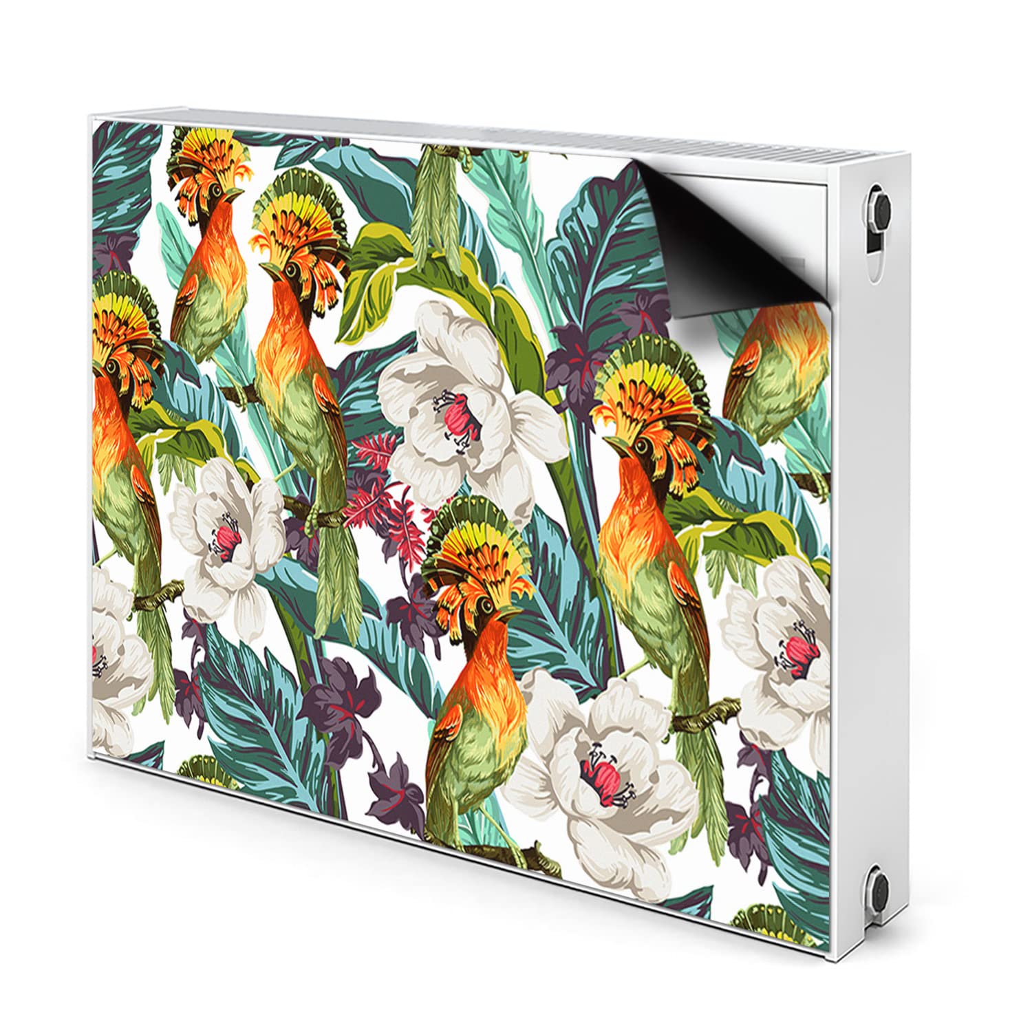 Couverture magnétique haut de gamme pour cache radiateur et aération design oiseaux exotiques 100x60