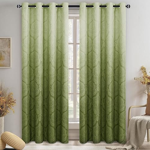 Miniatura 101 de DWCN - Cortinas blackout para dormitorio, diseño de damasco con aislamiento térmico y ojales, para sala de estar, juego de 2 paneles de cortina