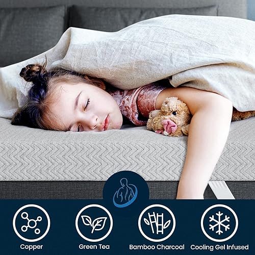 Miniatura 4 de BedStory Cubrecolchón firme de 3 pulgadas, tamaño individual XL, cubrecolchón de espuma viscoelástica extra firme para aliviar el dolor, protector