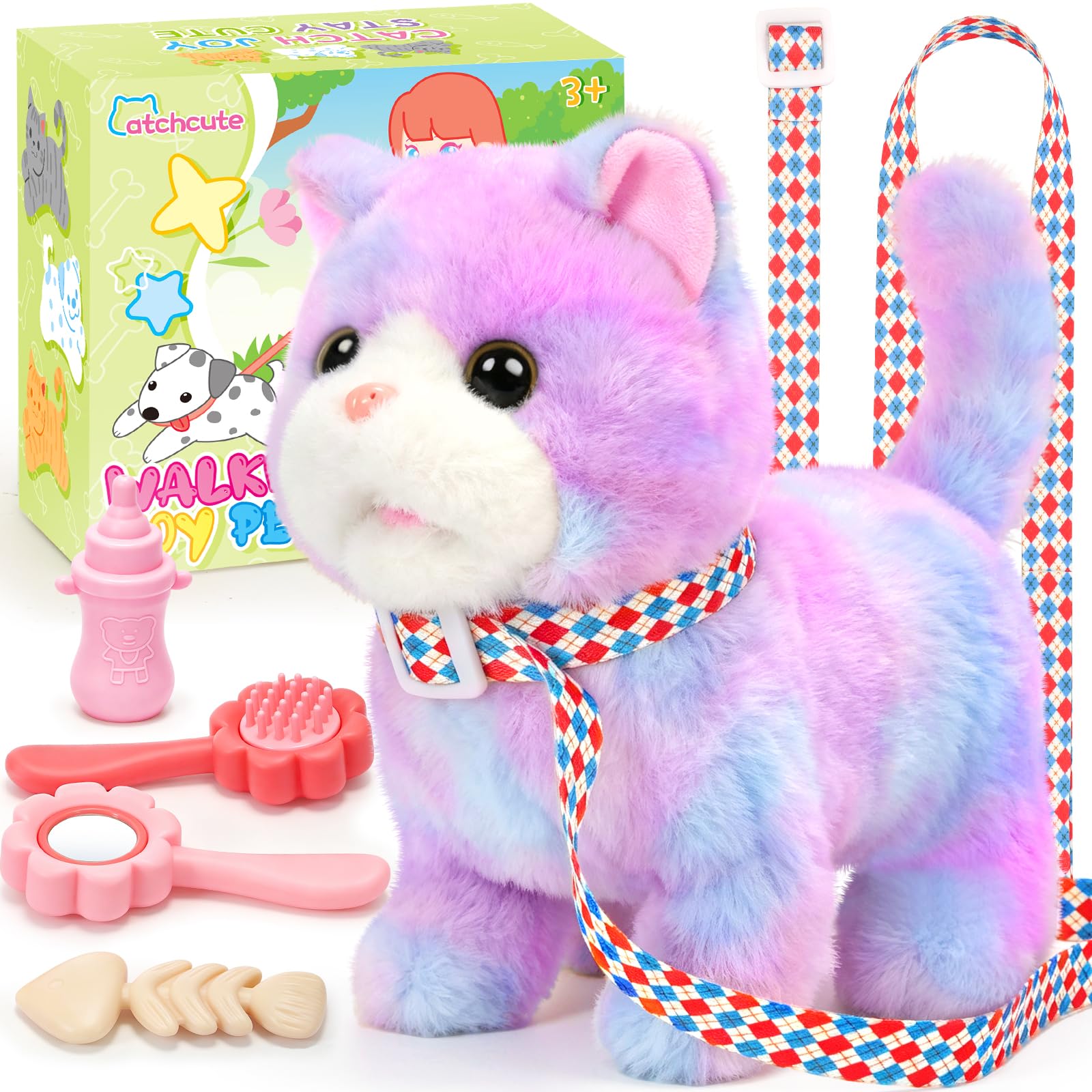 Amazon.co.jp: CatchCute ぬいぐるみ 猫 子供用 リード付き