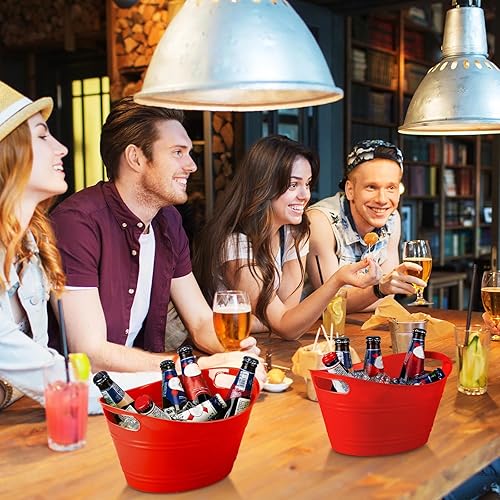 Miniatura 5 de 6 cubos de hielo a granel, cubos de hielo de plástico con asas, bañera de almacenamiento ovalada, cubo de bebida de hielo de gran capacidad para