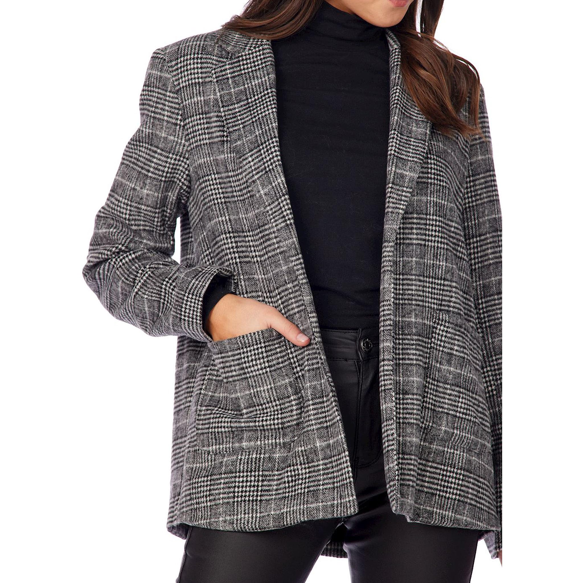 Mud Pie Womens Bynes Plaid Blazer Casual Donna