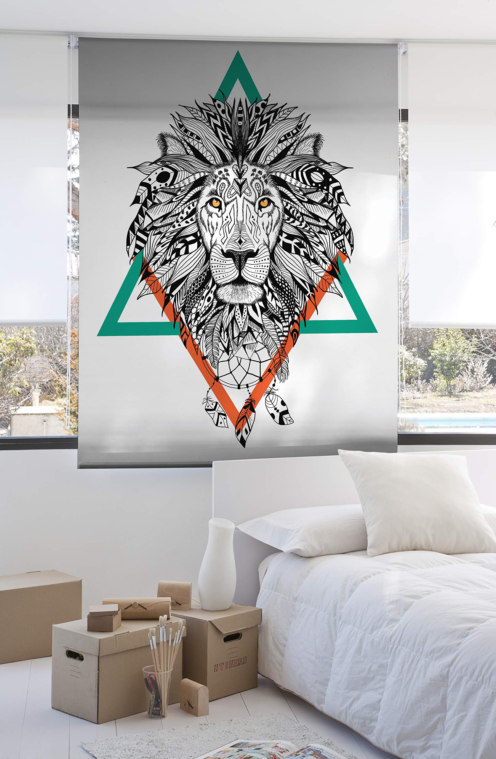 Estoralis | Animaux | Store Enrouleur | sans Outil Tissu translucide imprimé | A-225 | 60 x 150 cm. (Largeur/Hauteur) Taille du Tissu 57 x 150 cm. | Stores pour fenêtres et Portes