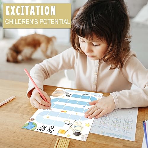 Miniatura 6 de 10 gráficos de recompensas de astronautas del espacio exterior con 216 calcomanías redondas, tabla de comportamiento de incentivos para niños en el