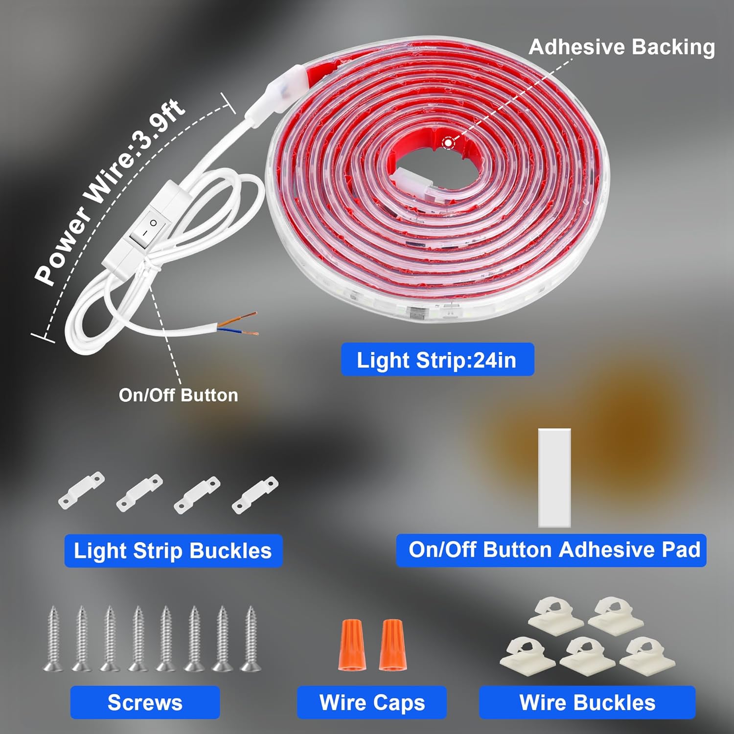 maylit Under Cabinet LED Strip Lighting Hardwired 24in, Ultra Bright Small LED Light Bar, 6000K Cool White, 110V-120V Wired Lights for Kitchen Cabinet, Counter, Workbench, Desk, Closet, Shelf, Indoor