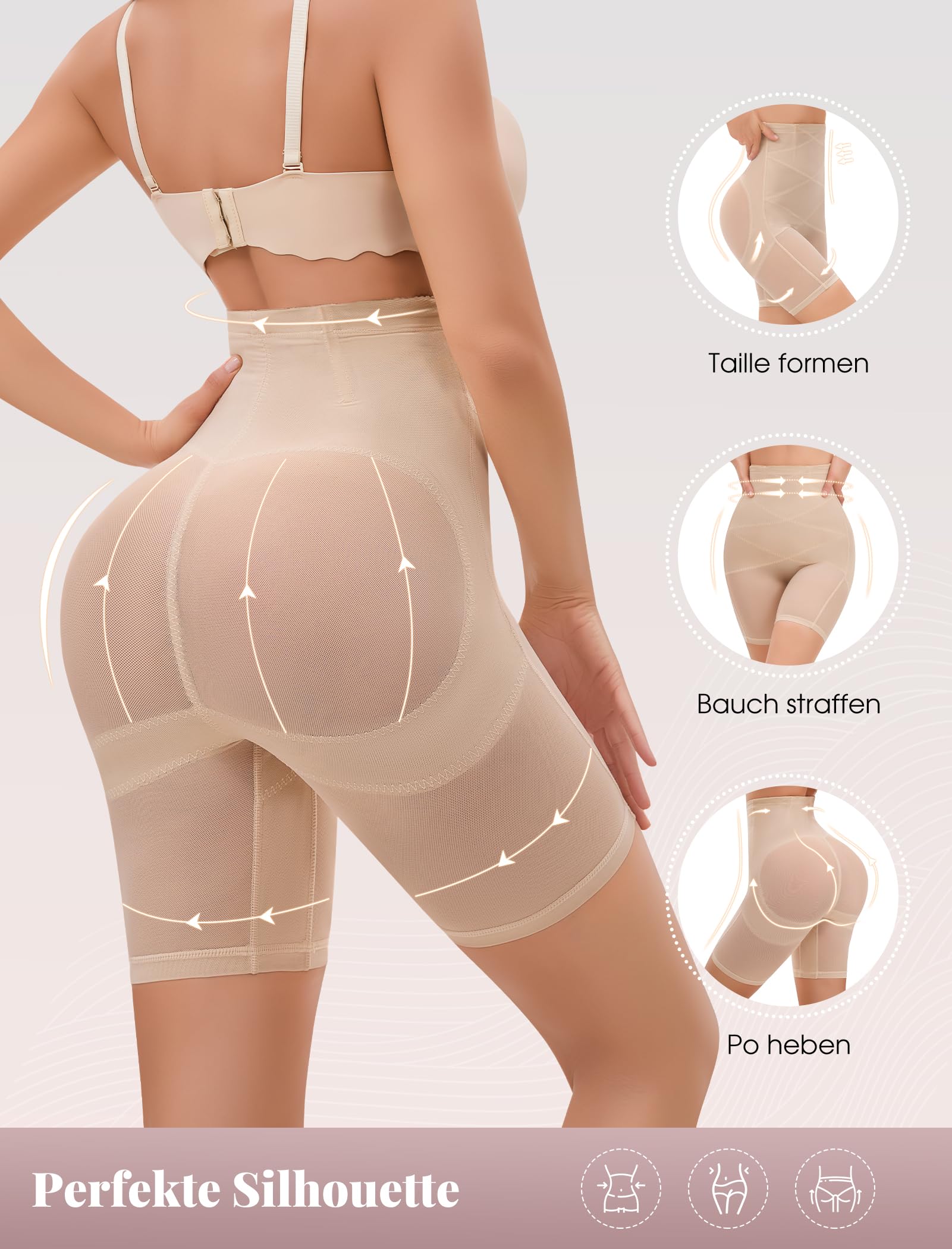 hephboard Bauchweg Unterhose Damen Shapewear Hohe als Perfekte Miederhose Damen Bauchweg Shaping Figurformende Unterwäsche, Body Shaper Miederpant ShapingShorts