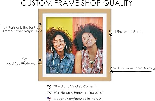 Miniatura 5 de CountryArtHouse Marco de madera natural de 10 x 10 pulgadas con paspartú blanco  Marco de 13 x 13 pulgadas mate a 10 x 10 pulgadas  Incluye