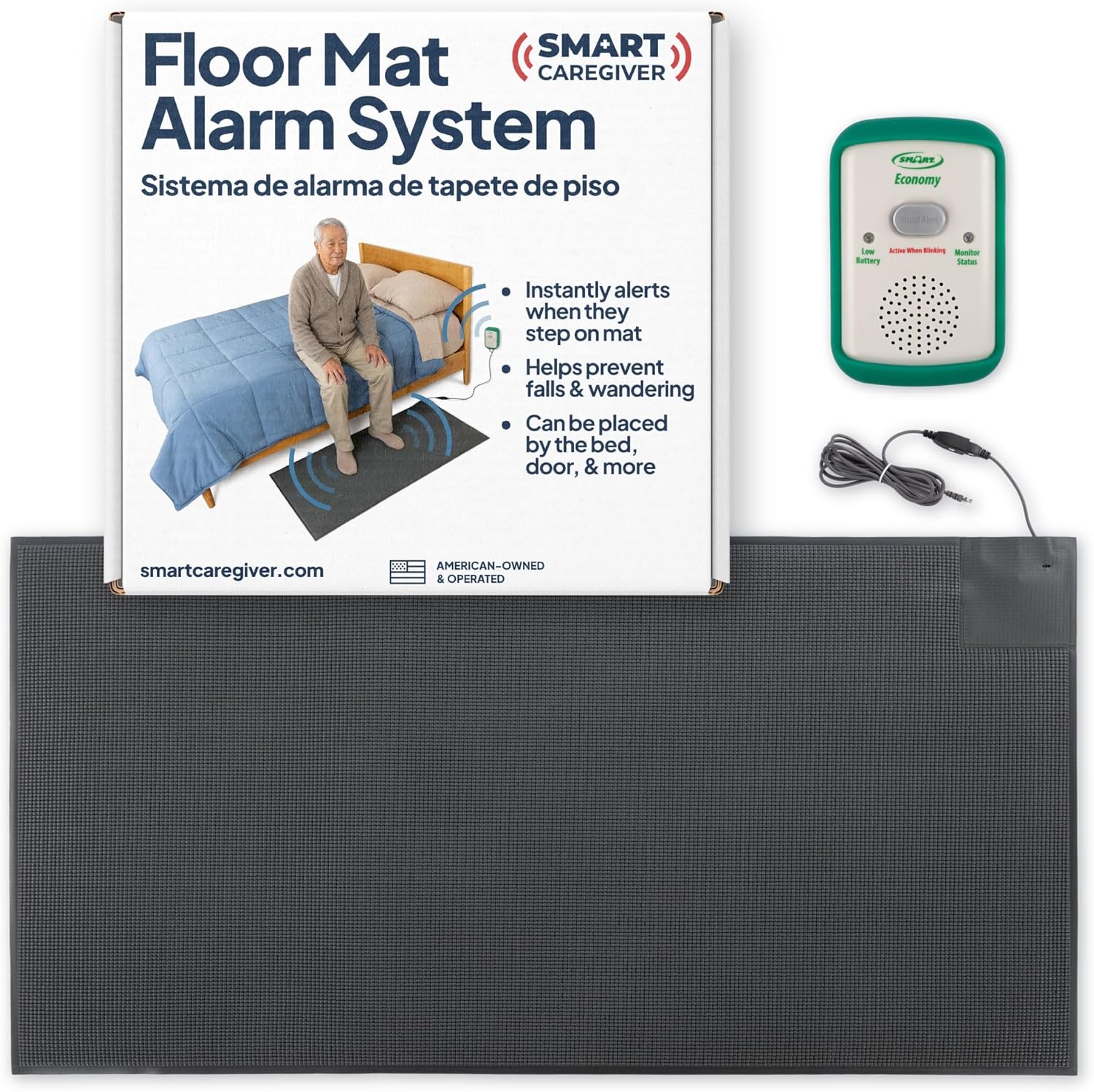 Floor Mat Exit Alarm for Seniors Fall Prevention & Anti-Wandering - Economy System