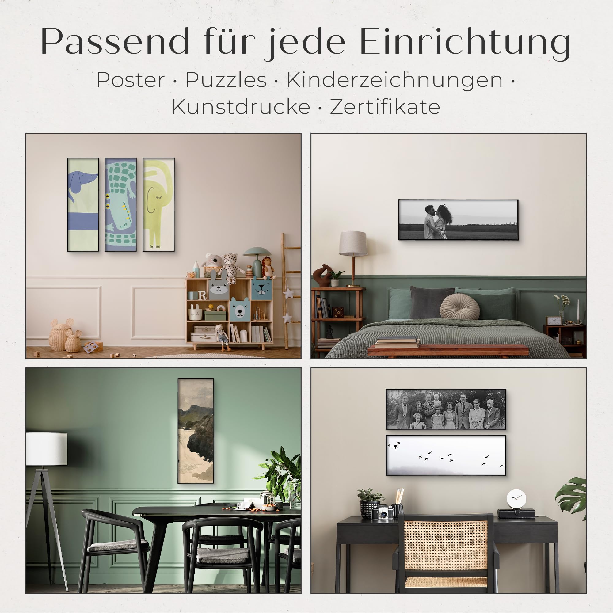 Bilderrahmen 33x98 cm Aluminium mit Acrylglas - Schwarz