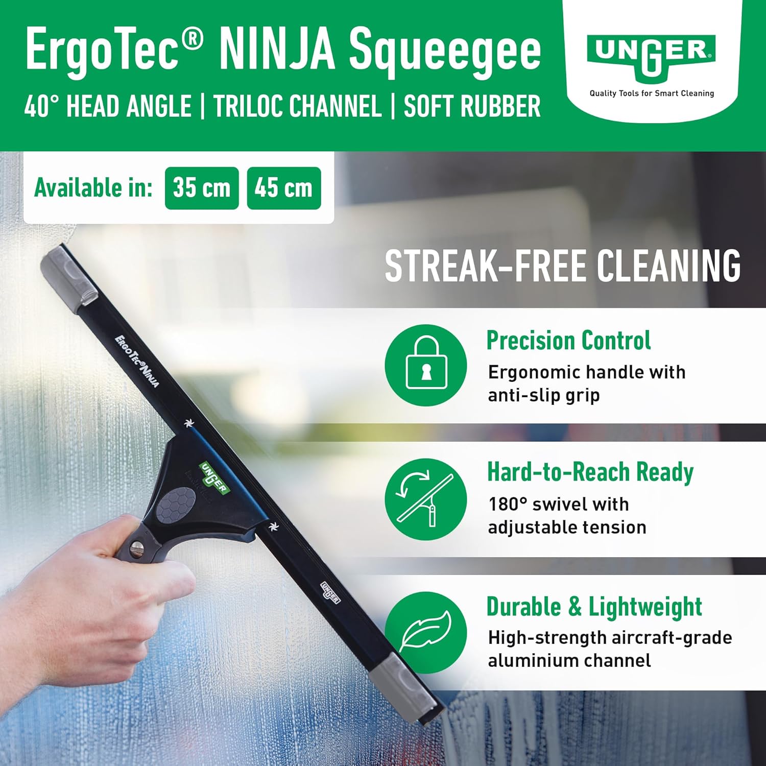 UNGER Black 18" Window Squeegee