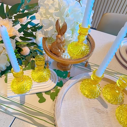 Miniatura 4 de Portavelas de cristal, portavelas cónico a rayas, juego de 6 candelabros para centros de mesa, decoración del hogar, bodas, festivales y fiestas