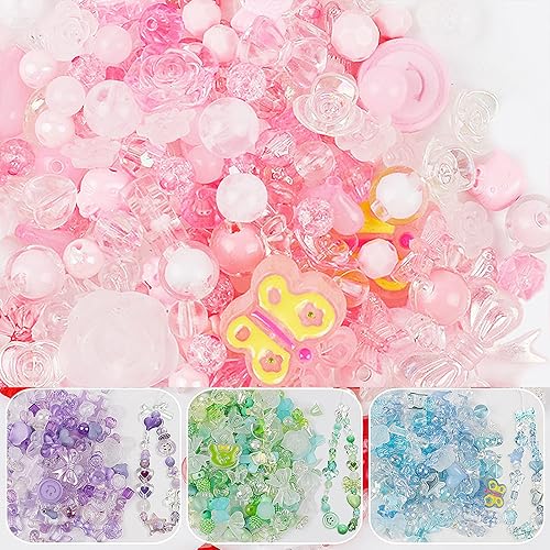 Miniatura 5 de 120 cuentas de Navidad acrílicas rojo verde blanco flor corazón mariposa redondo surtido cuentas huecas estrellas grandes cuentas de plástico