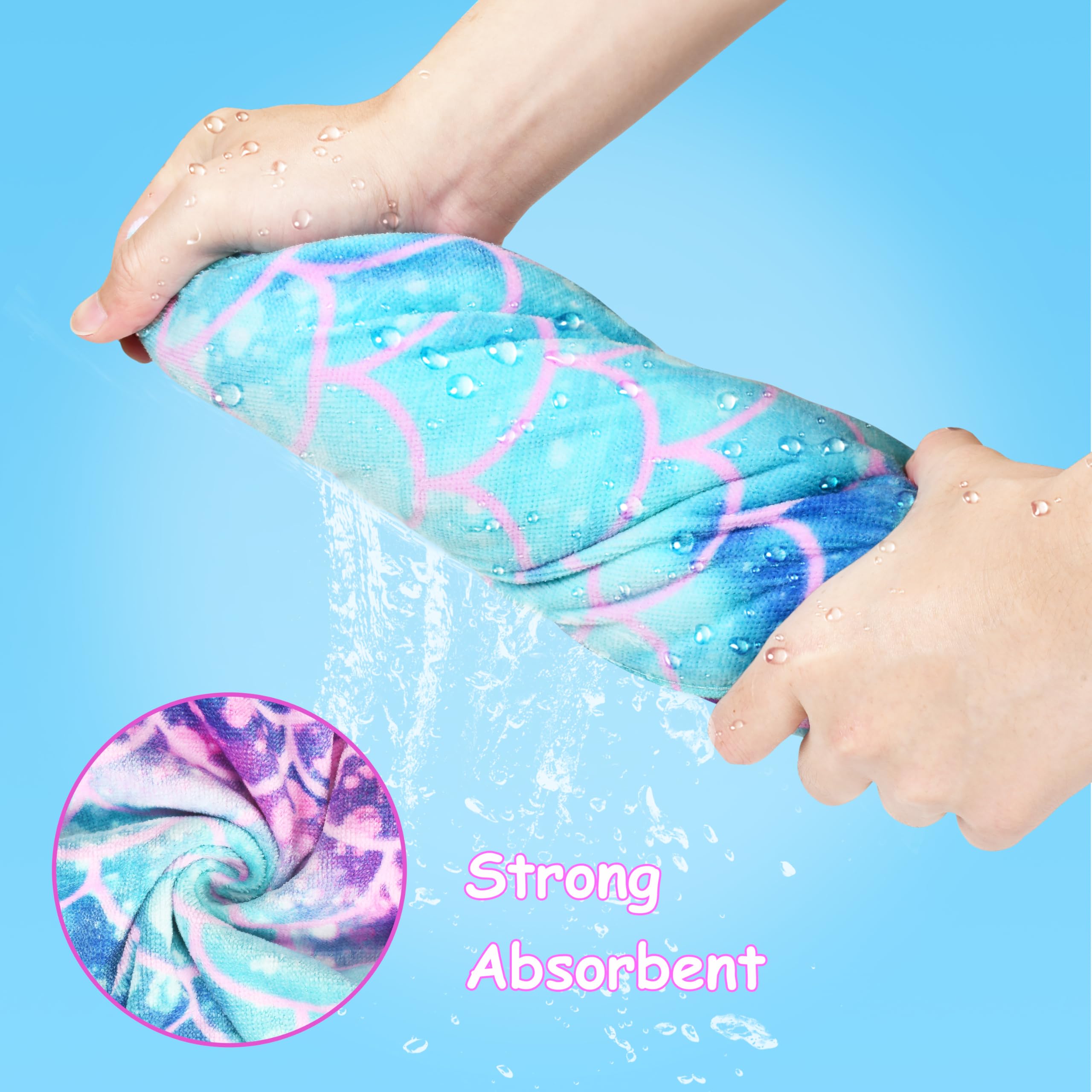 Catalonia Toalla de baño con capucha de sirena para niñas de 2 a 6 años, 100 % algodón, toalla absorbente para niños, poncho de toalla para cambiar de baño, a prueba de arena