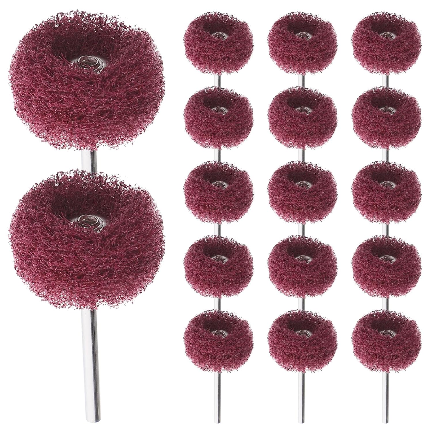 TEHAUX 100pcs Nylon Abrasive Grinding Heads Electric Brush Wheel Buffing Polishing Rust Removal Tool Accessories with 3mm Mandrel for Rotary Drill Power Tools