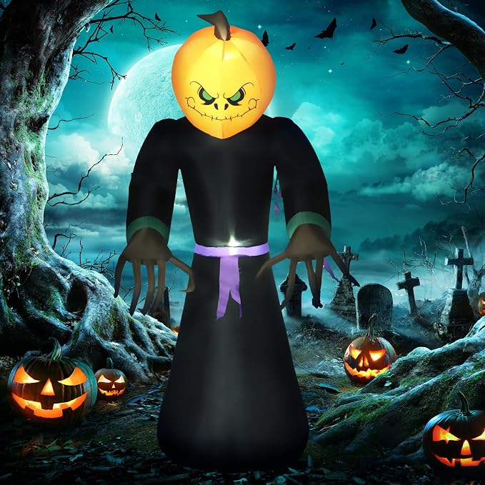 HOMCOM 7 pieds Décoration d'Halloween gonflable Citrouille-Faucheur extérieur