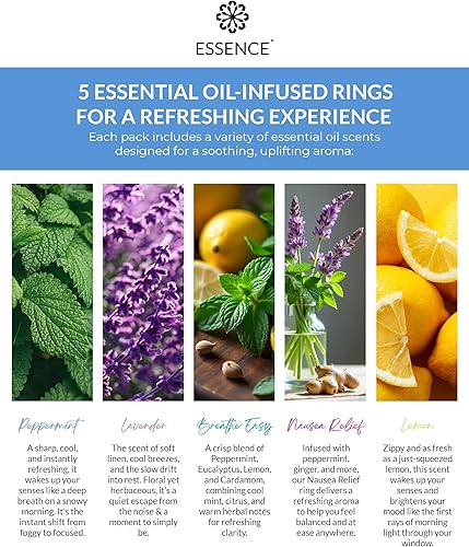 Vista 38 de Essence - Anillo difusor nasal de aceite esencial, paquete de inhaladores nasales de silicona (Create It)