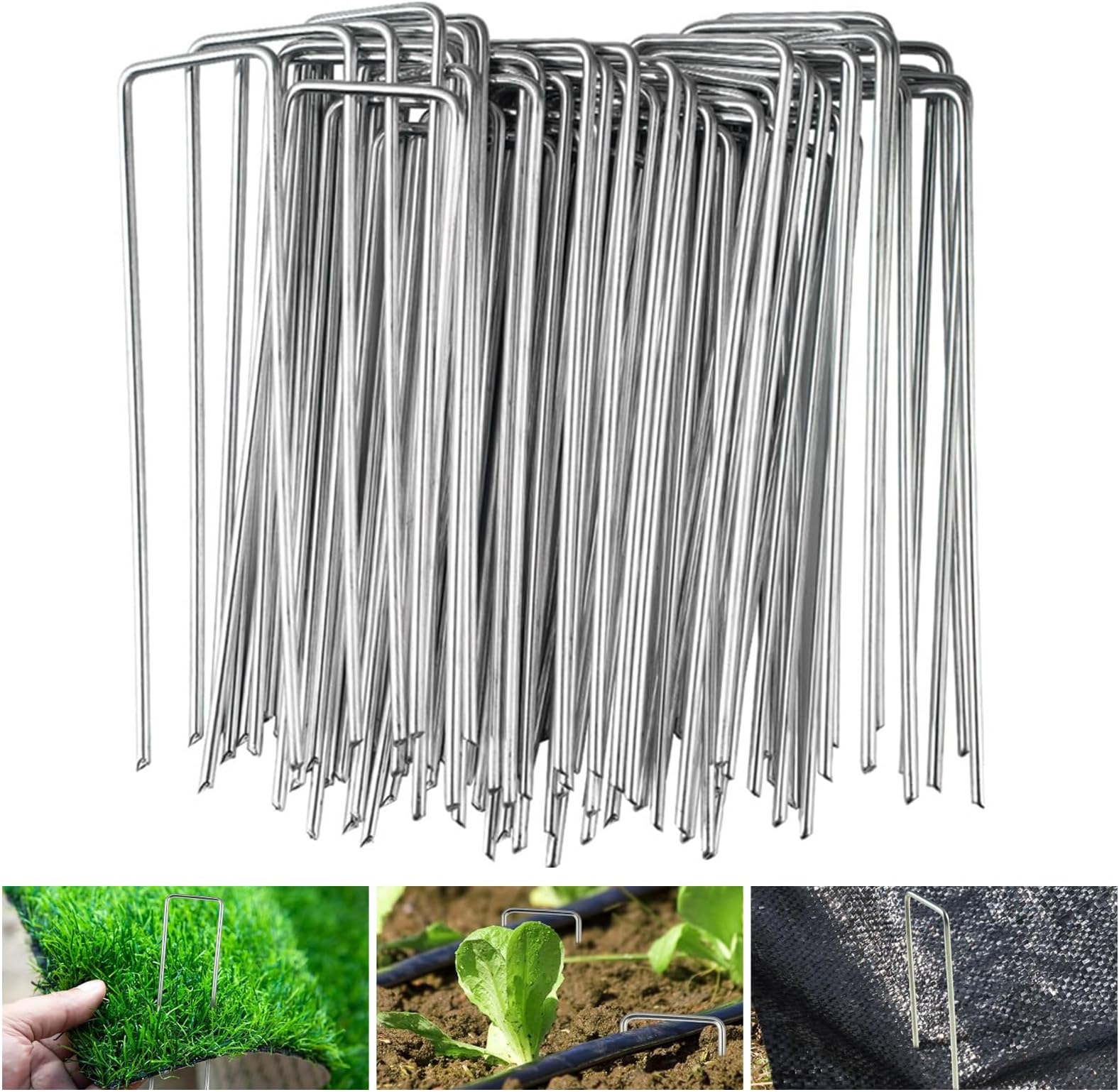Piquets De Fixation Acier Galvanisé GardenMate - Lot De 50 - H150mm - Pour Bâches, Filets, Tuyaux