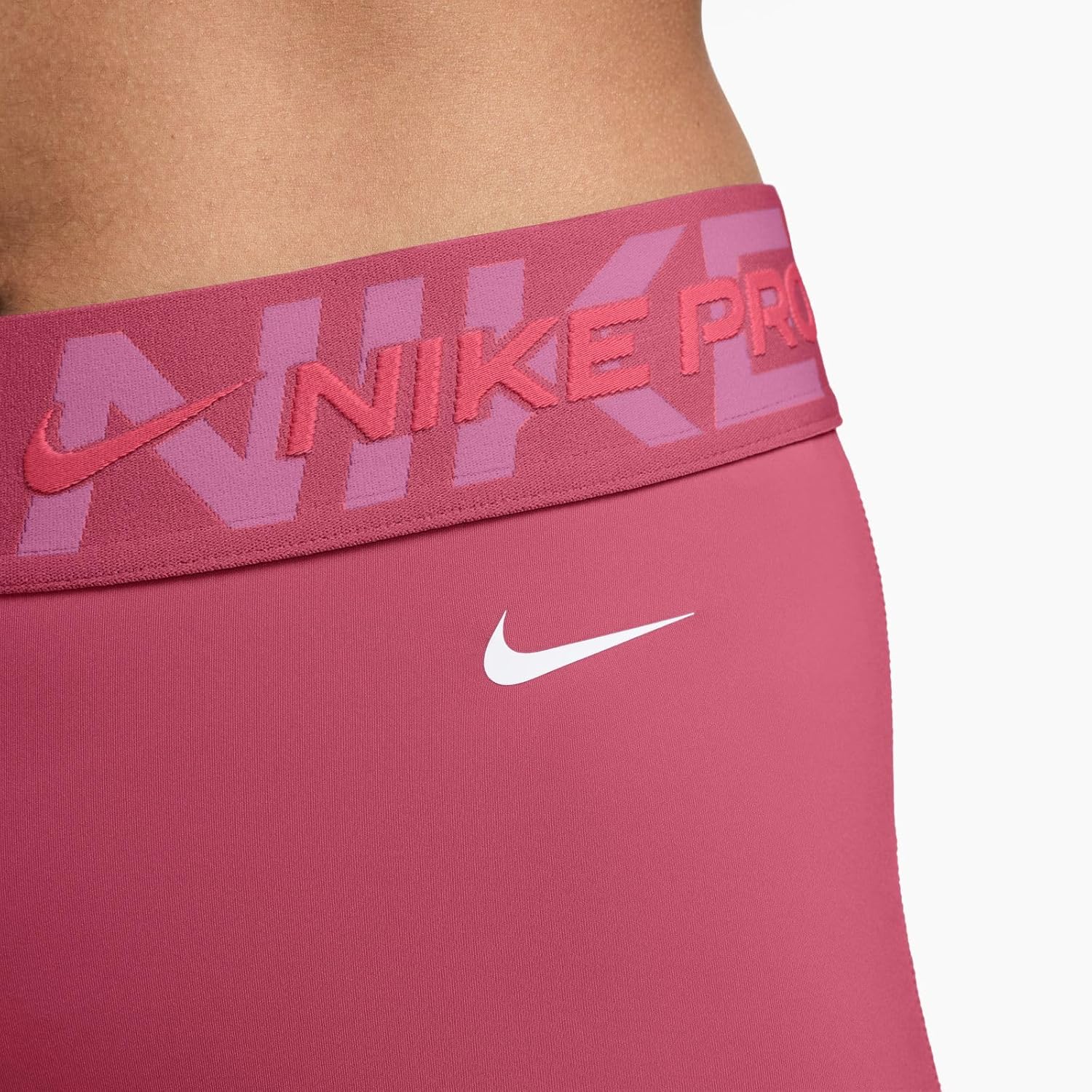 Nike Pro Women's Mid-Rise 3" Graphic Biker Shorts (Aster Pink/Pinksicle/Hot Punch/White, FV7838-629) Size Medium