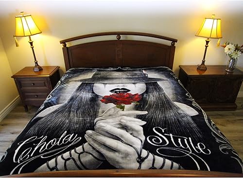 Miniatura 3 de Manta de felpa estilo Chola, cama Queen de 79 x 95 pulgadas, manta de piel sintética para camas, sofá, picnic, camping