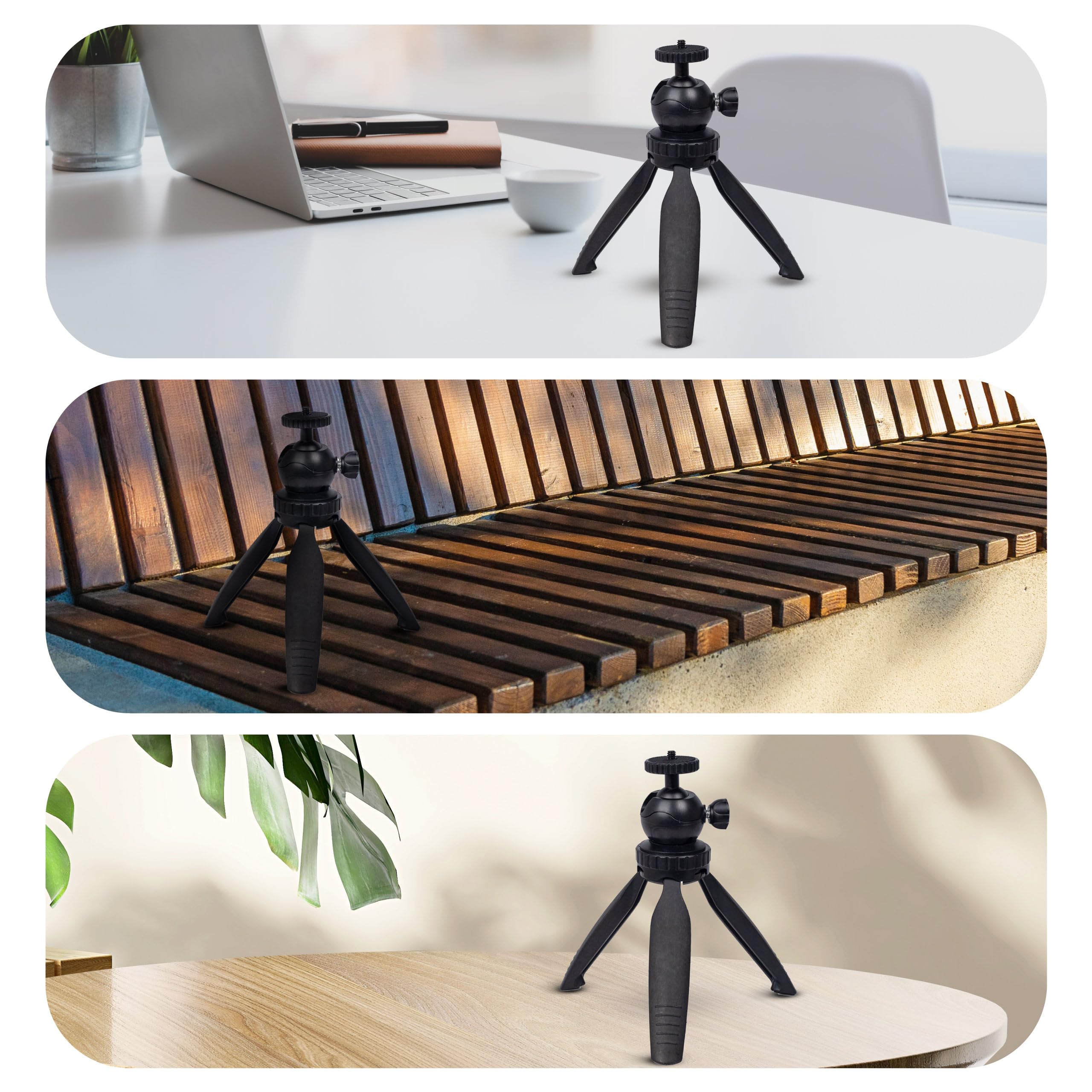 OVERMAX Tripod Mini - Przenośny Stołowy Statyw do Projektora, Aparatu, Kamery, Lampy - Udźwig do 2 kg, Gwint 1/4 cala - Regulacja Kąta i Wysokości, Lekki i Stabilny