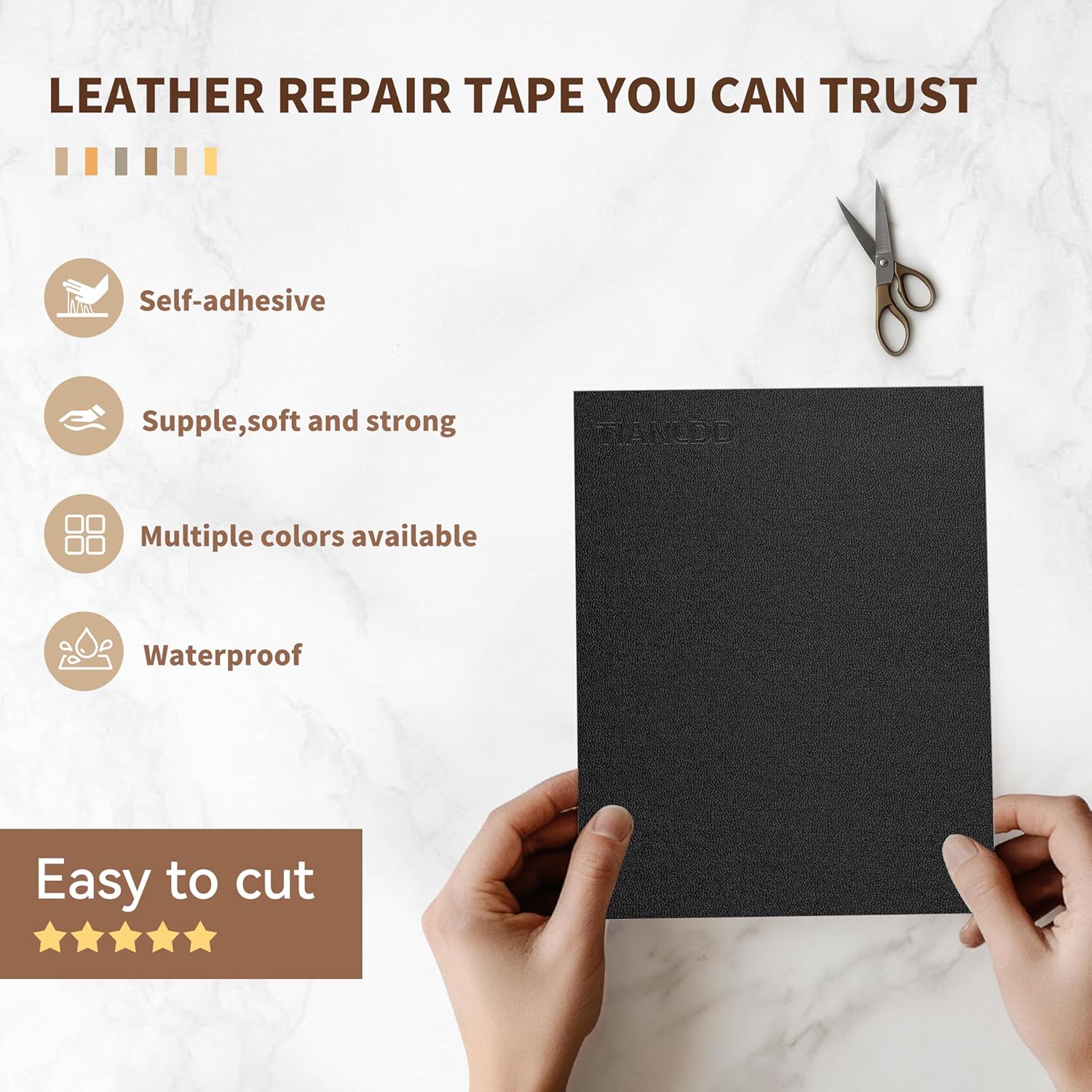 TIANLDD Leather Repair Tape,16 x 160 Inches Self Adhesive Leather Repair Patch，Leather Repair Kit for Furniture，Couches,Car Seats,Cabinets,Handbags(Black-Fine Lines)