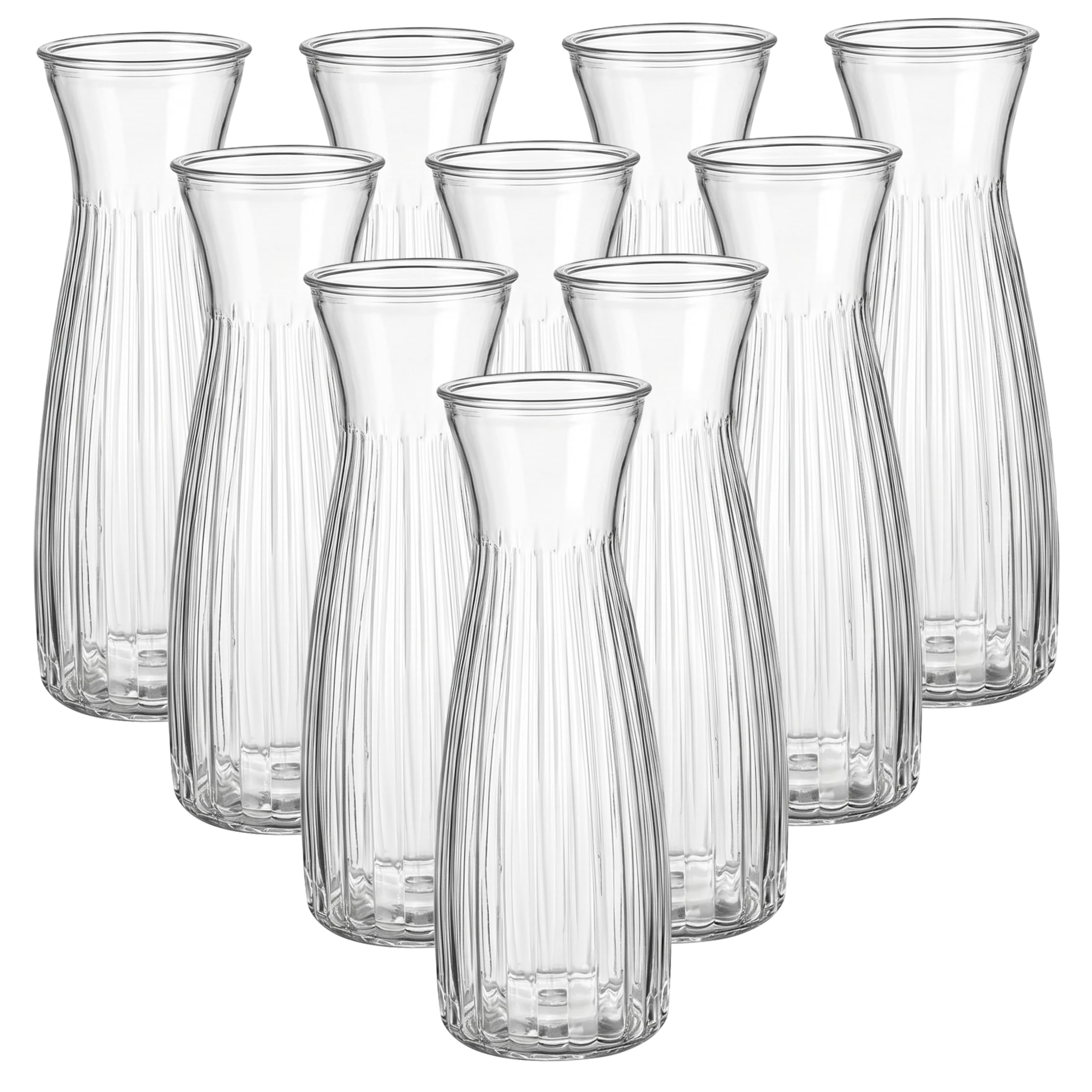 Ameble 10 Pack 6.7x2.2 Inch Transparent Thickened Plastic Vases for Flowers, Small Table Decoration Vase Set for Centerpieces, Home Wedding