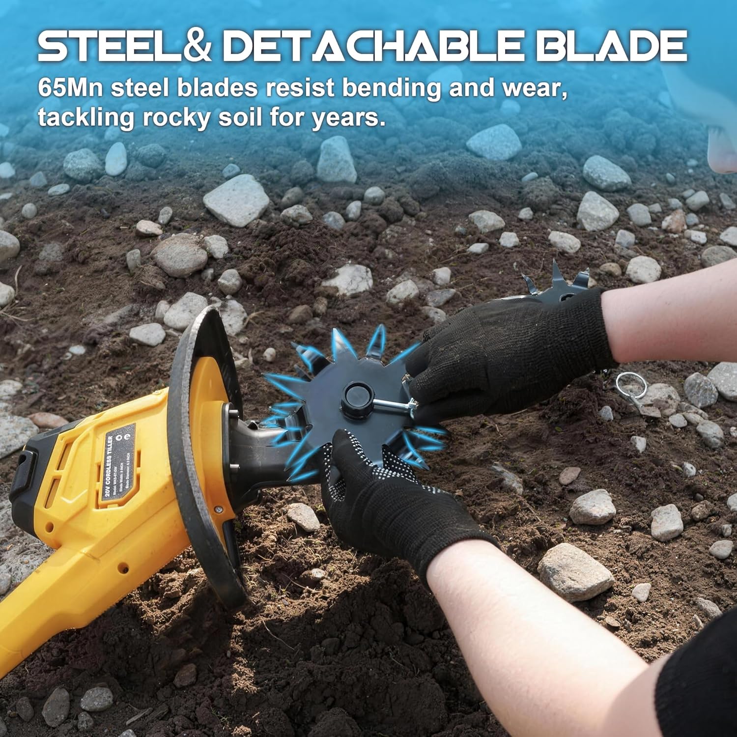 Cordless Tiller Cultivator (No Battery) Compatible with Dewalt 20V Max Battery, 9In Tilling Width & 6.3In Depth Tiller for Gardening, Loose Soil, Weeding, Trenchig