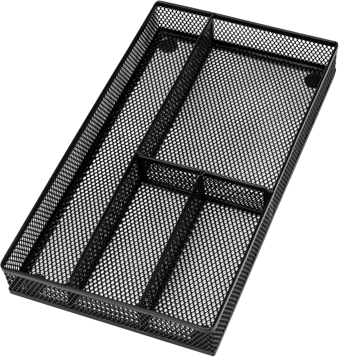 Desk Drawer Organizer Tray,Drawer Organizer for Office and Home,Desk Organizer with Drawers,4 Compartments,Non-Slip Desk Organizers and Accessories for Stationery Makeup School (Black)