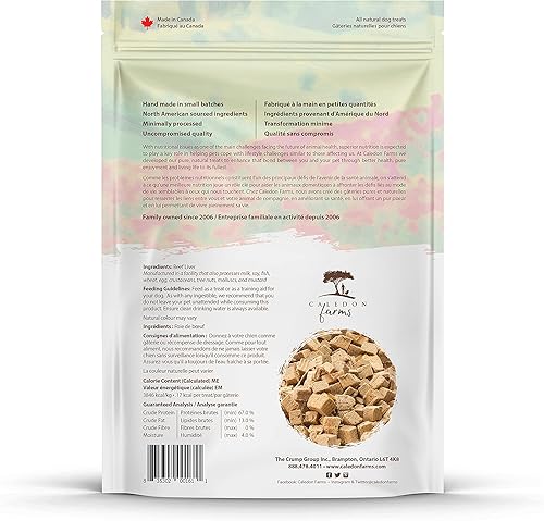 Miniatura 2 de Caledon Farms Mini Trainers - Golosinas liofilizadas de hígado de res para perros sin granos, sin gluten, sin aditivos, colores ni conservantes,