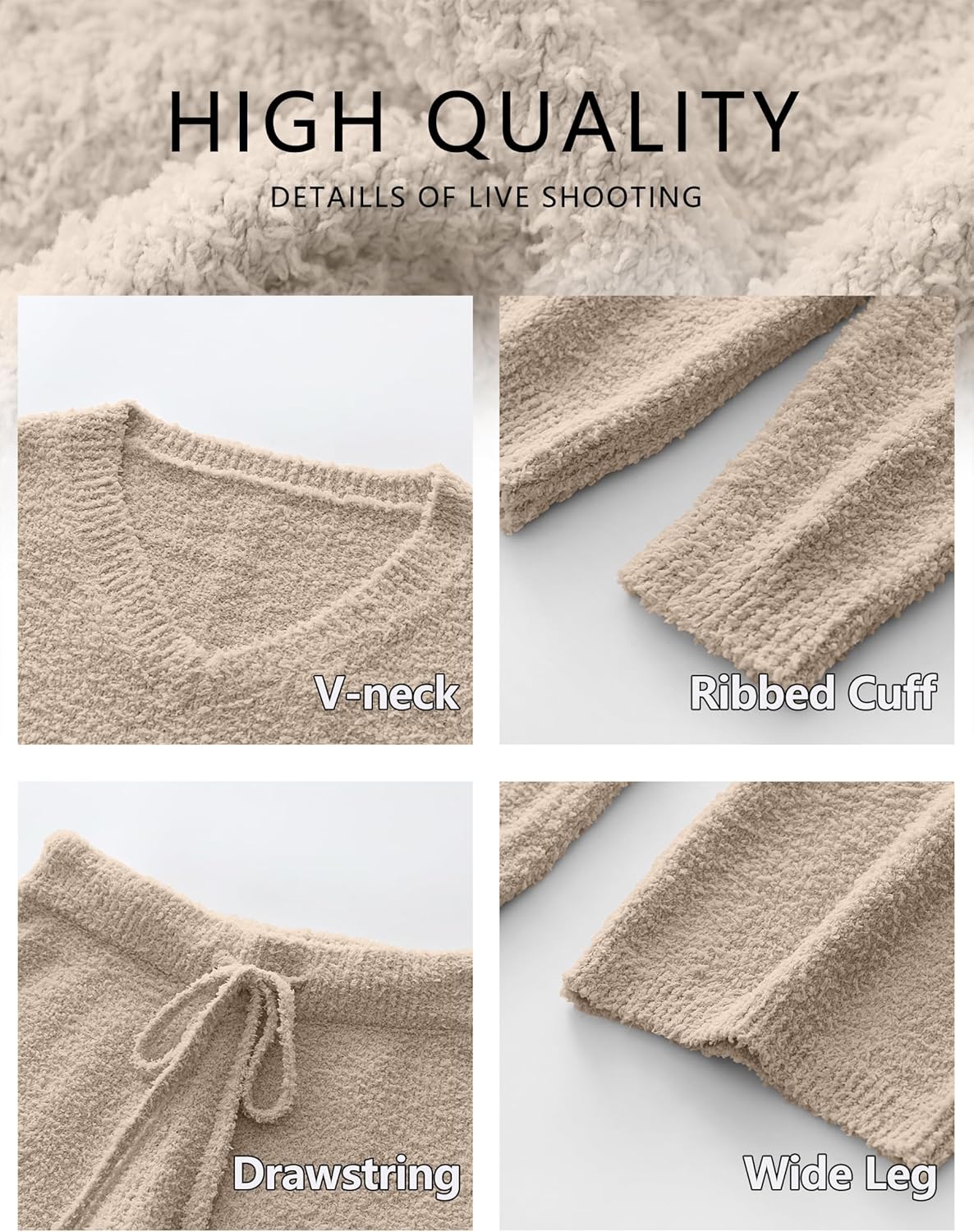 ANRABESS Lounge Sets for Women Fuzzy Fleece Pajama Sets 2 Piece Outfits Cozy Sweater Matching Set 2025 Fall Winter Loungewear - Image 5