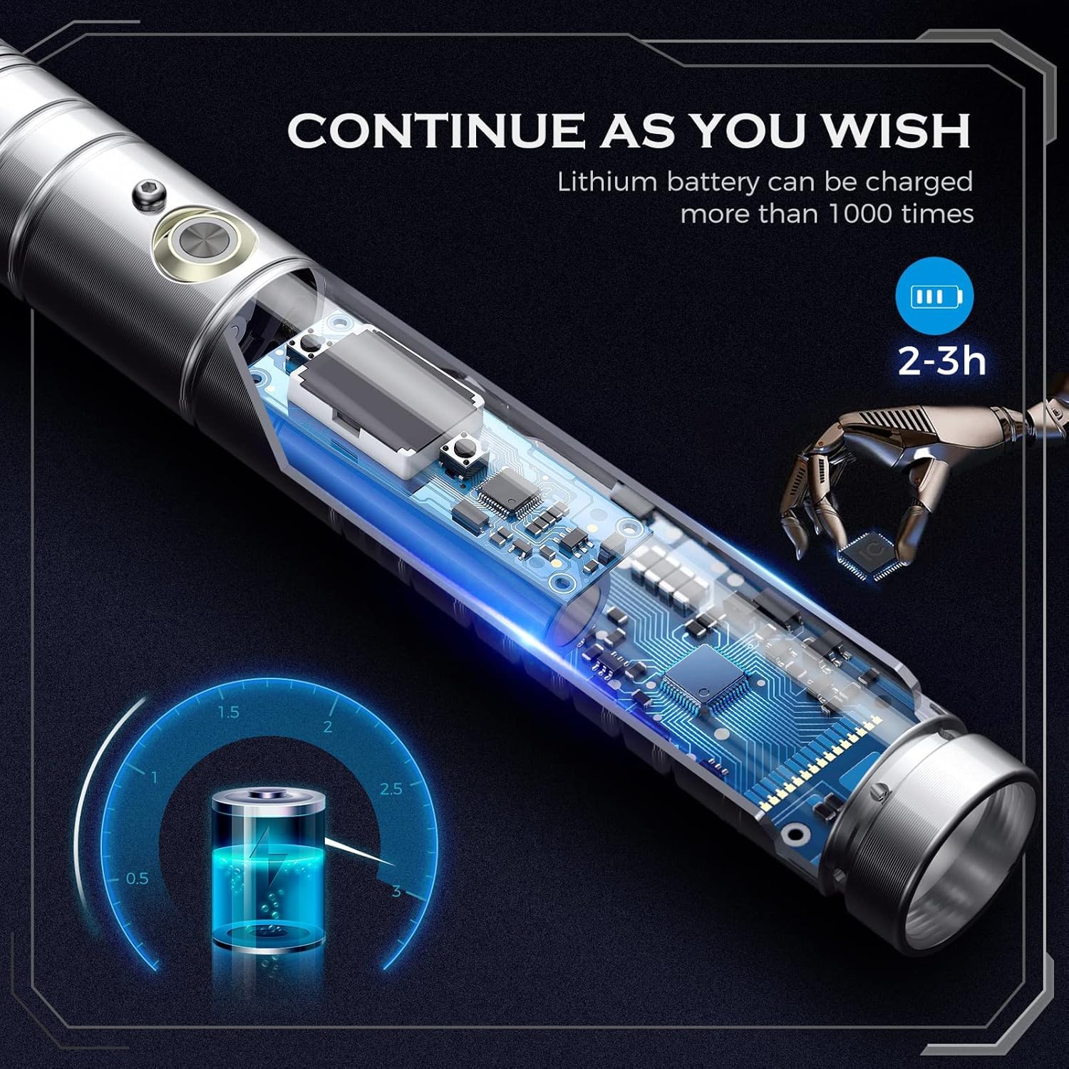 Sabre Lumineux FX, Sabre Lumineux RVB, 7 Couleurs en métal avec différents Sons de Bataille, Batterie de Charge USB pour Cadeaux, Cosplay, fête, Noir