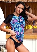 Vista 6 de BesserBay Women’s Rash Guard Shirt UPF 50+ Half Zip Short Sleeve Quick Dry Swim Shirt Swimsuit Tops