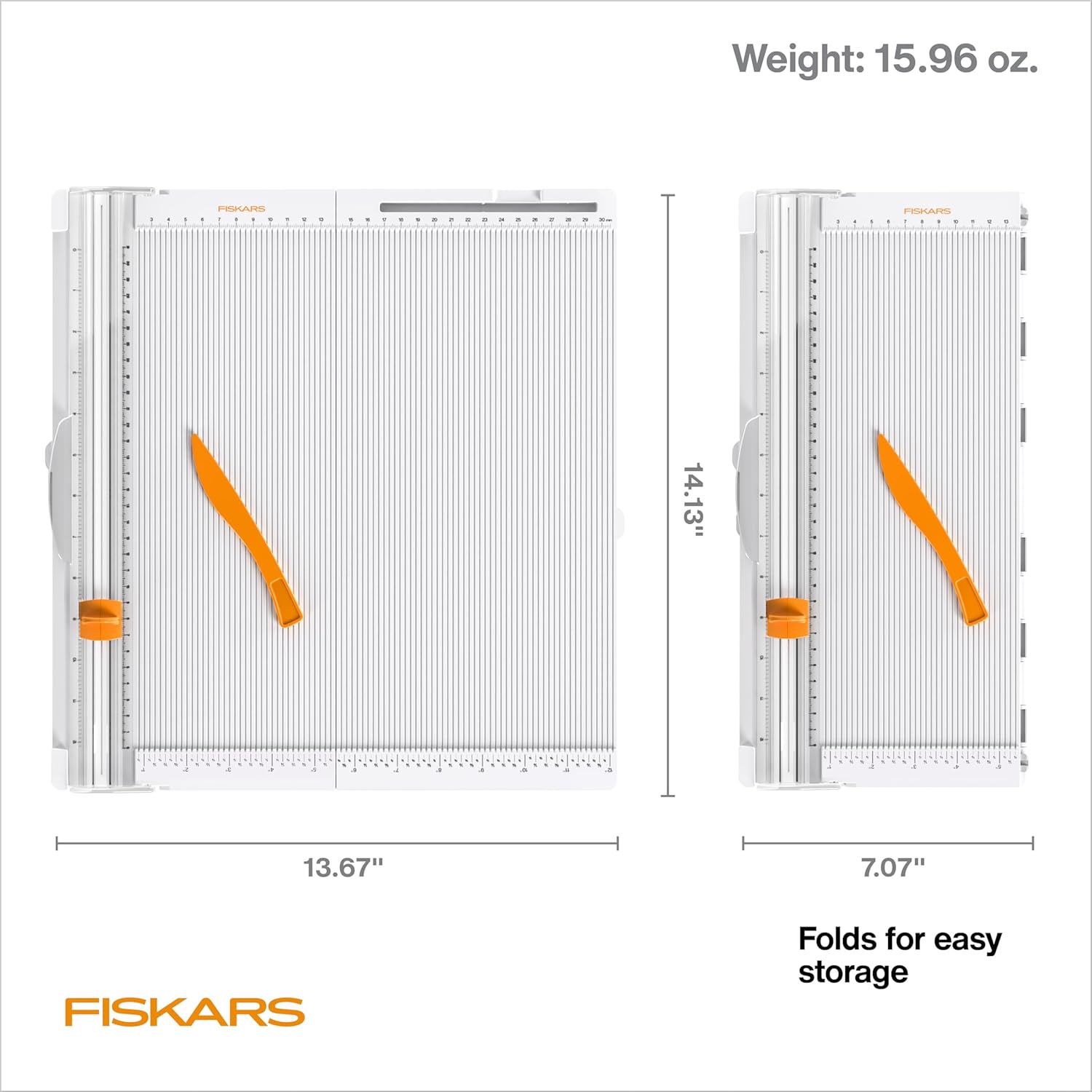 Fiskars 12" Trim & Score Board, TripleTrack System, Integrated Scoring Surface, Folding Design for Crafting and Travel