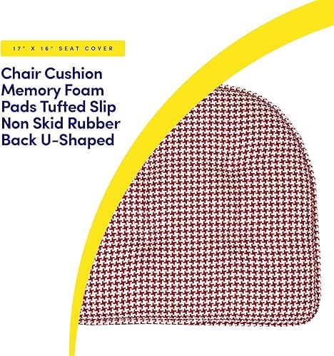 Miniatura 163 de Sweet Home Collection Cojines de espuma viscoelástica para silla, goma antideslizante y parte trasera de goma antideslizante en forma de U de 17 x