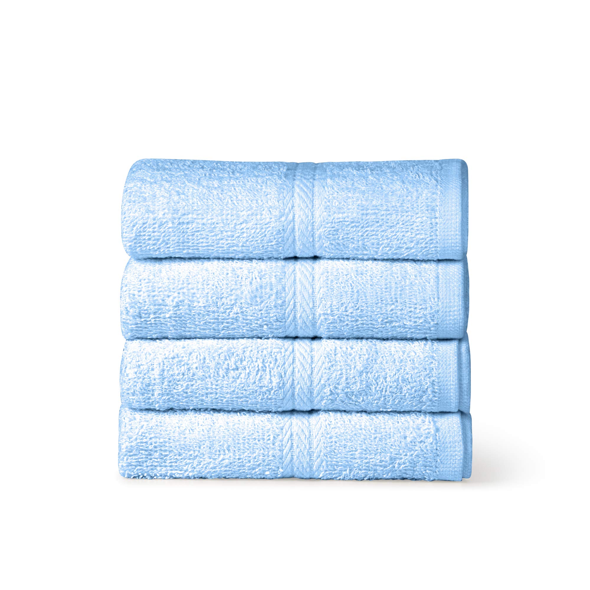 Vozbi Sky Blue Bath Towels Pack Of 4 - Premium 450 Gsm Ring Spun Cotton Towels For Bathroom - Bath Linen Egyptian Cotton Hotel Quality Towel Set - Jumbo Bath Sheet Towel (Sky Blue)